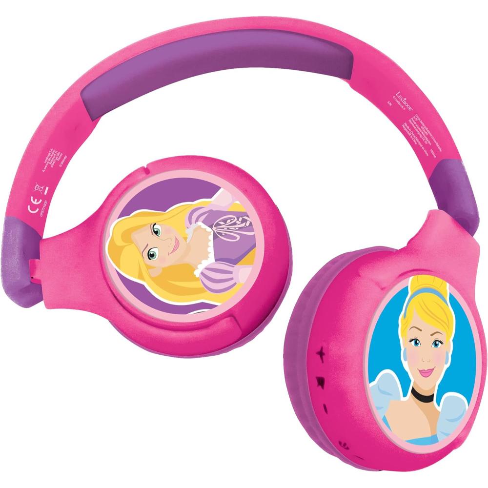 Lexibook - Disney Princess 2-in-1 Bluetooth Headphones for Kids - Pink