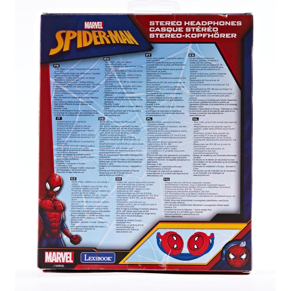 Lexibook - Marvel Spider-Man Peter Parker Stereo Headphone - Red/Blue