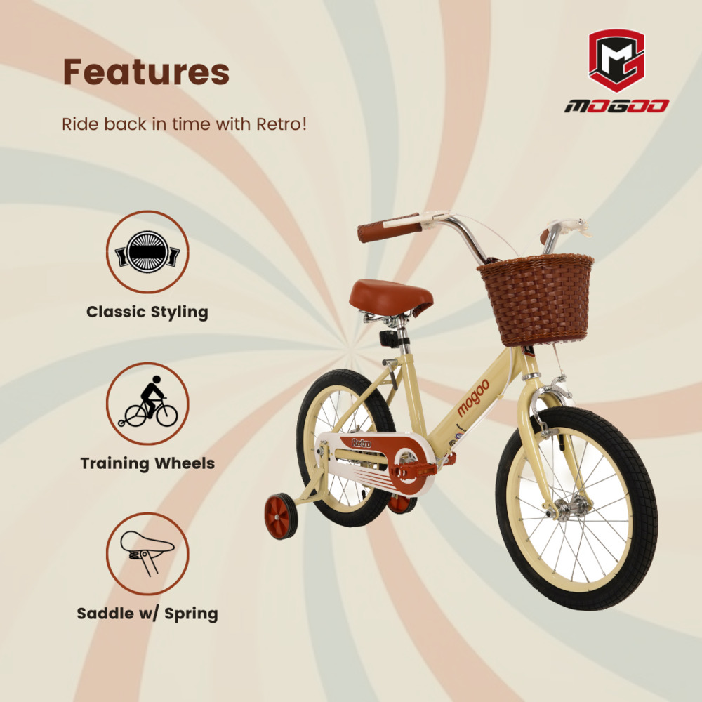 Mogoo - Retro 16 Inch Kids Bike - Beige