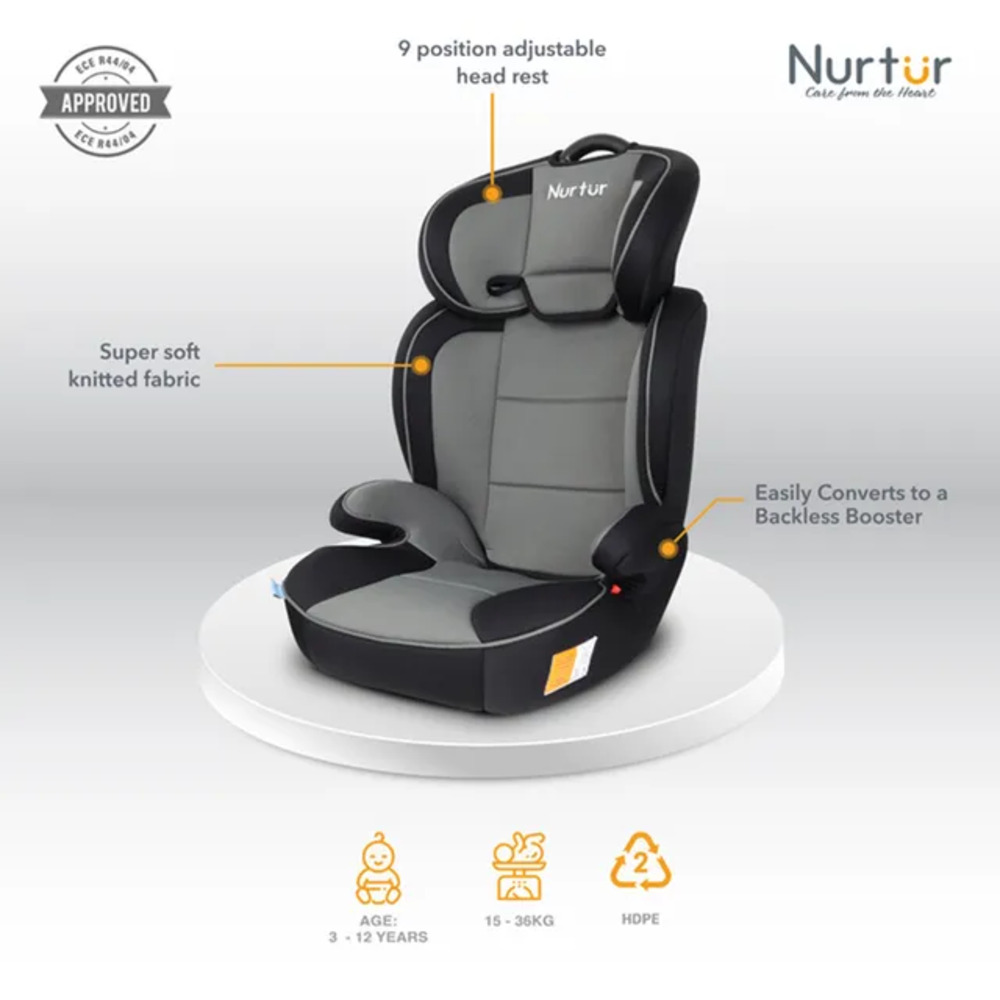 Nurtur - 3-in-1 Jupiter Car Seat and Booster Seat - Grey and Black