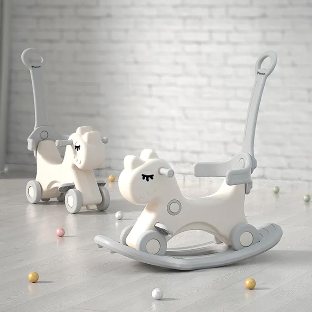 Teknum - 2in1 Rock Ride on With Push Handle - Grey White