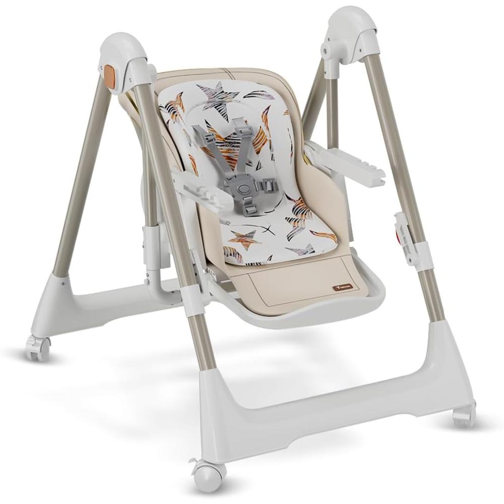 Teknum - 5-in-1 Swing With High Chair With Lockable Wheels - Ivory