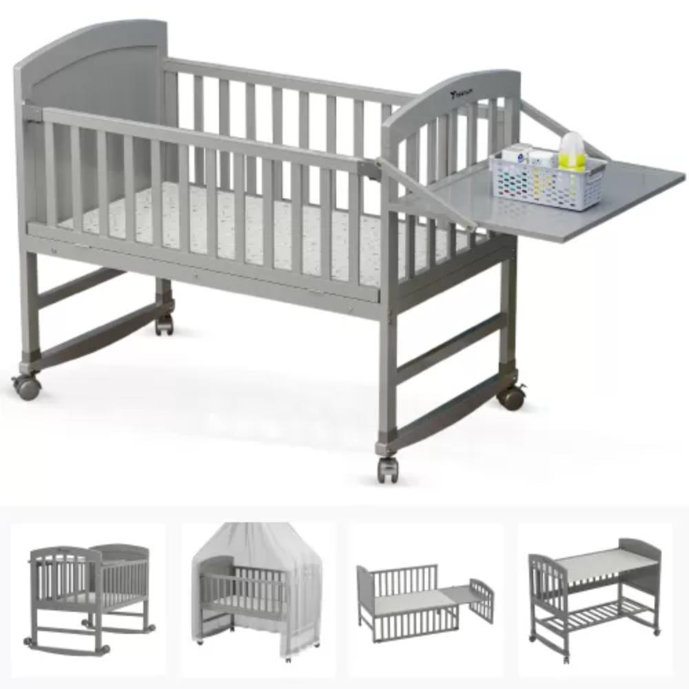 Teknum - 7-in-1 Convertible Kids Bed & Bedside Crib With Mattress