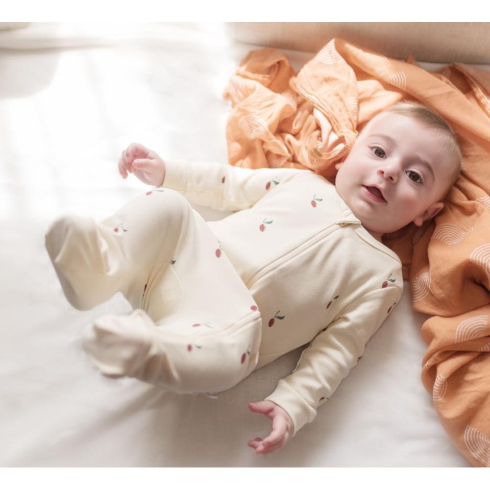 Tickle Tickle - Red Olea Organic Zipup Sleepsuit