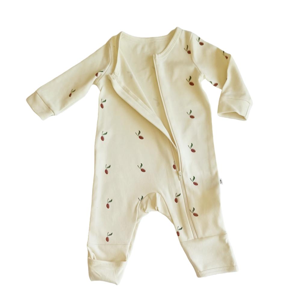 Tickle Tickle - Red Olea Organic Zipup Sleepsuit