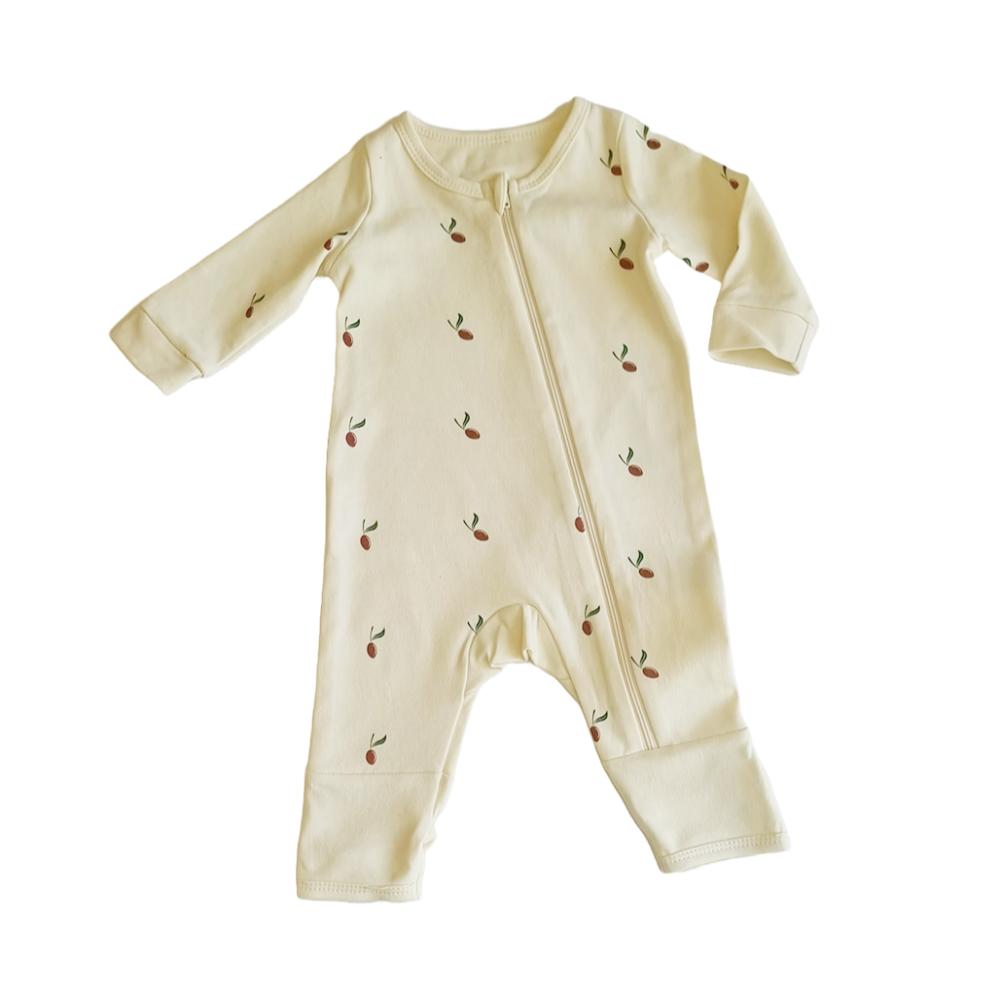 Tickle Tickle - Red Olea Organic Zipup Sleepsuit