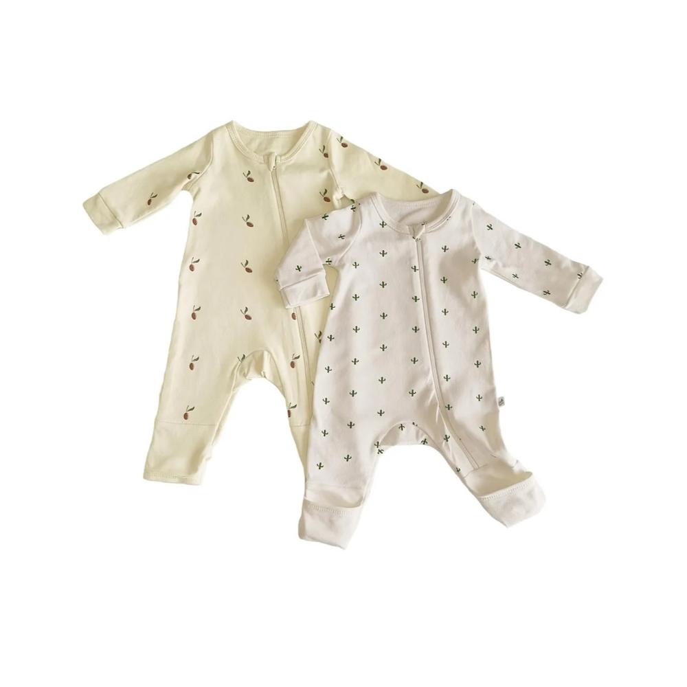 Tickle Tickle - SpikyOlea Organic Zipup Sleepsuits Value (Pack of 2)