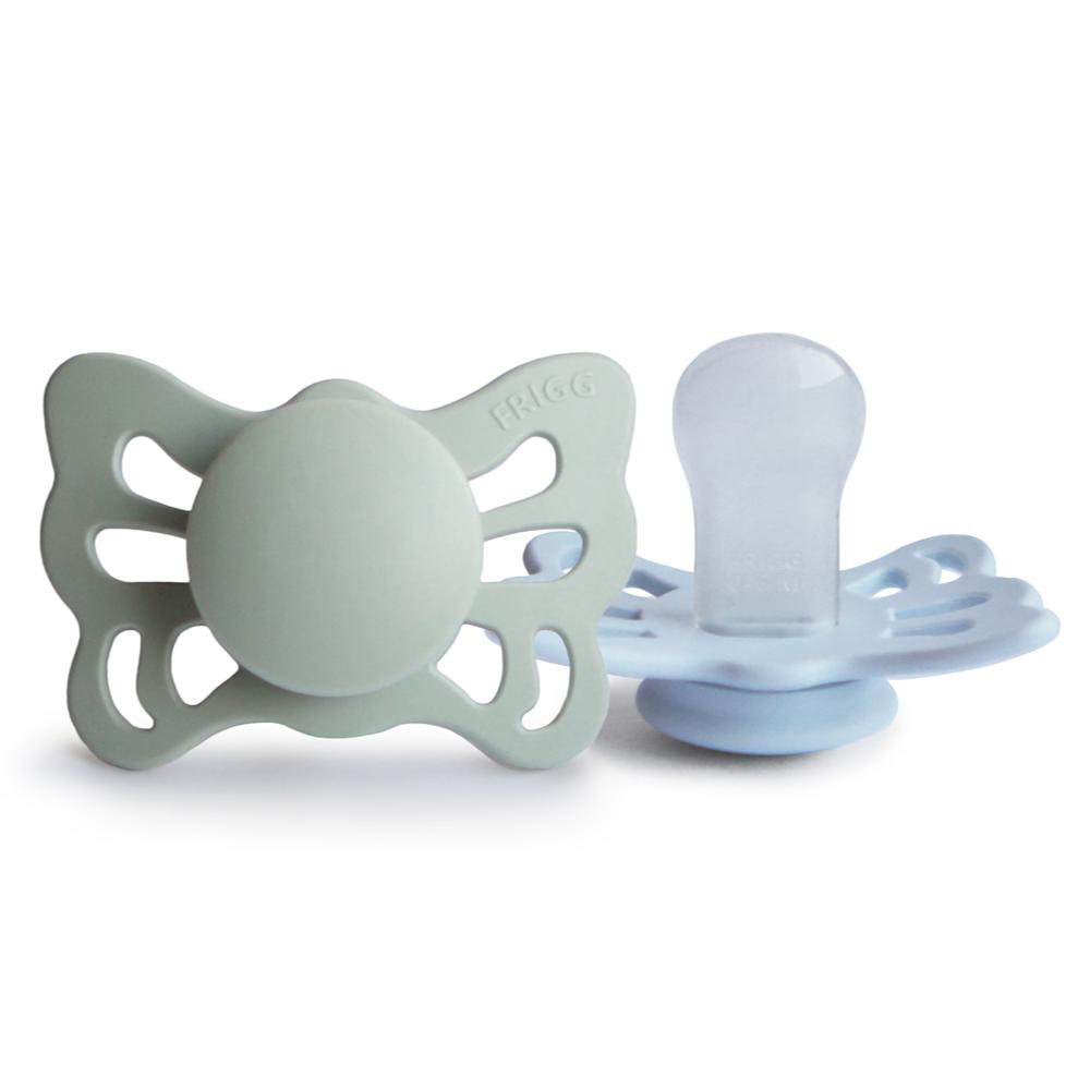 Frigg - Butterfly Anatomical Silicone Pacifier Size 1 - Sage/Powder Blue (Pack of 2)