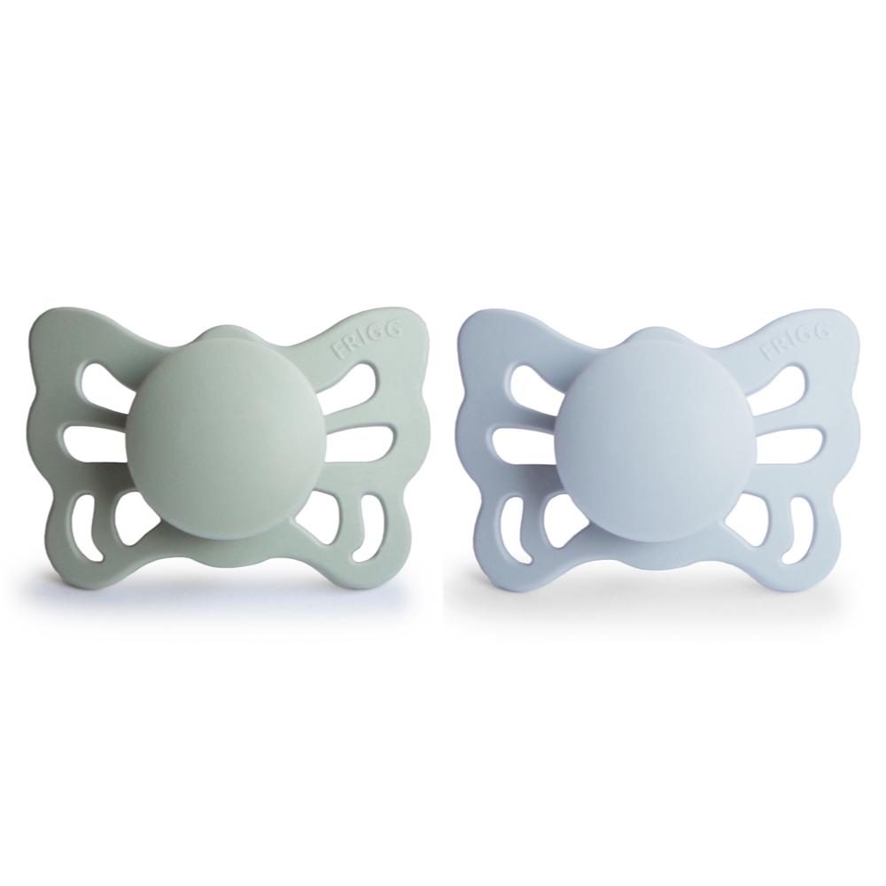 Frigg - Butterfly Anatomical Silicone Pacifier Size 1 - Sage/Powder Blue (Pack of 2)
