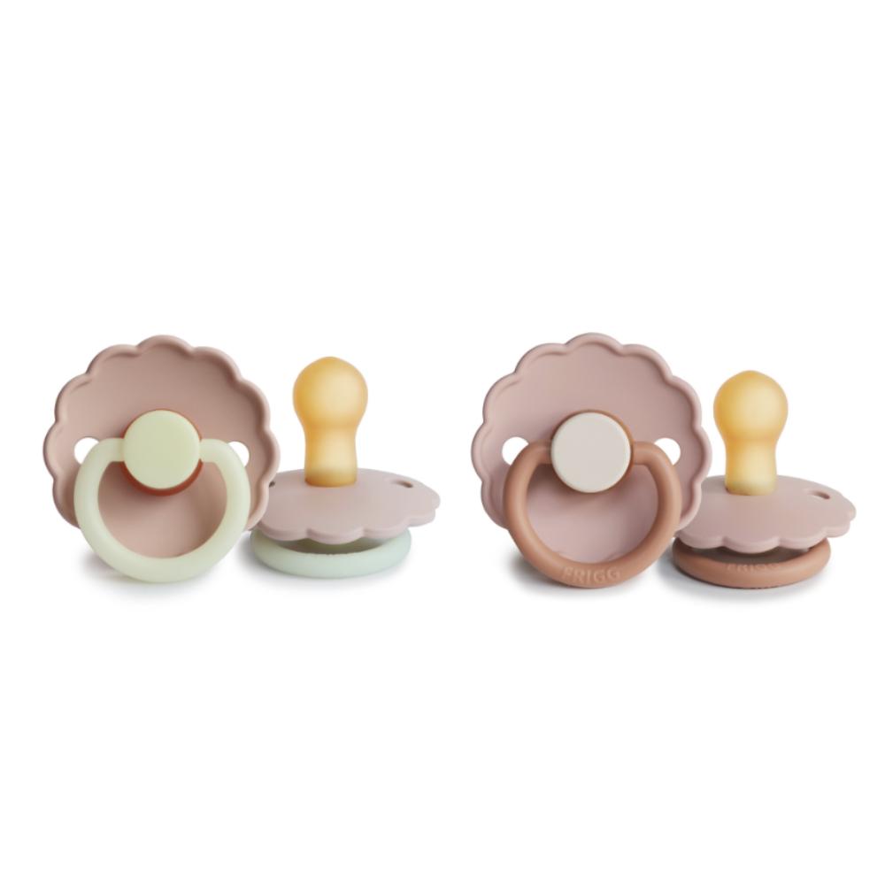 Frigg - Daisy Latex Baby Pacifier Size 2 - Blush Night/Biscuit (Pack of 2)