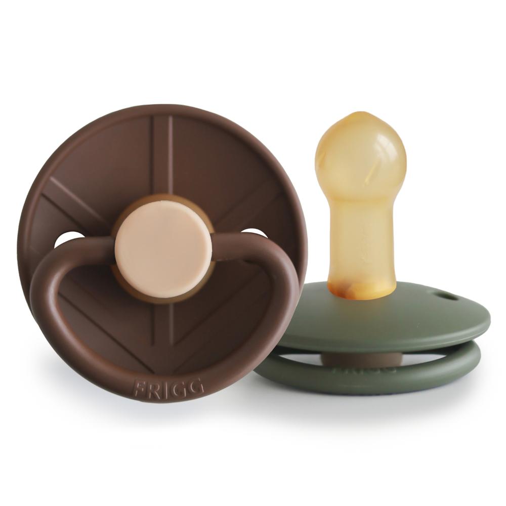 Frigg - Little Viking Latex Baby Pacifier Size 2 - Cocoa/Olive (Pack of 2)