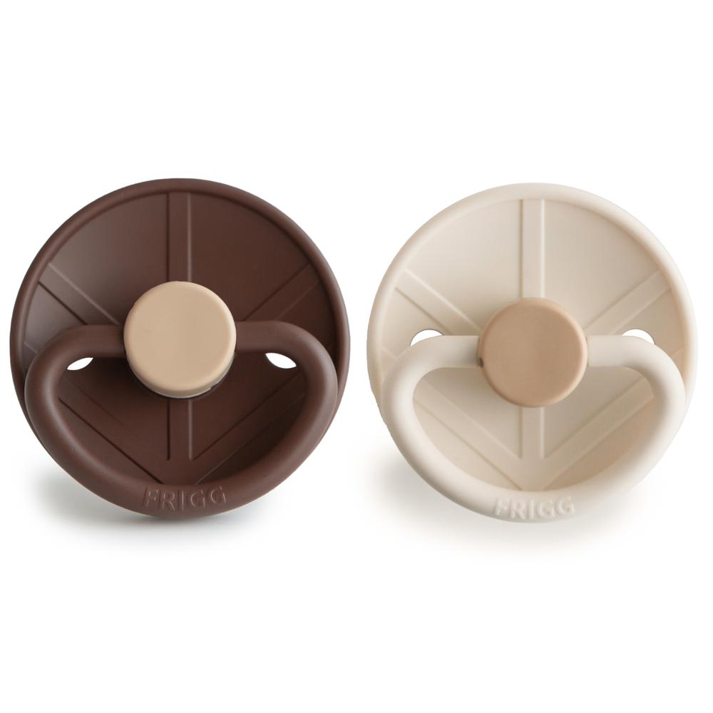Frigg - Little Viking Silicone Baby Pacifier Size 2 - Cocoa/Cream (Pack of 2)