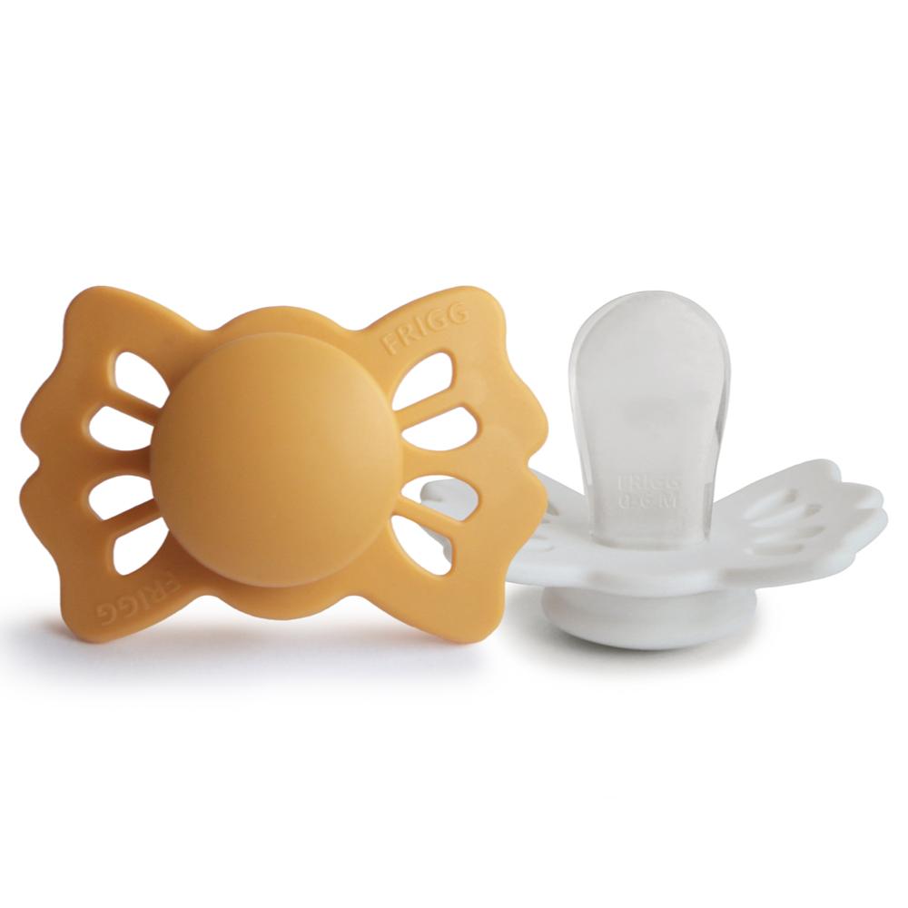 Frigg - Lucky Symmetrical Silicone Baby Pacifier Size 1 - Honey Gold/Cream (Pack of 2)