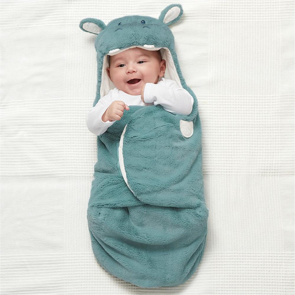 GUND - Oh So Snuggly Blanket Wrap Hippo - Blue/Cream - Newborn