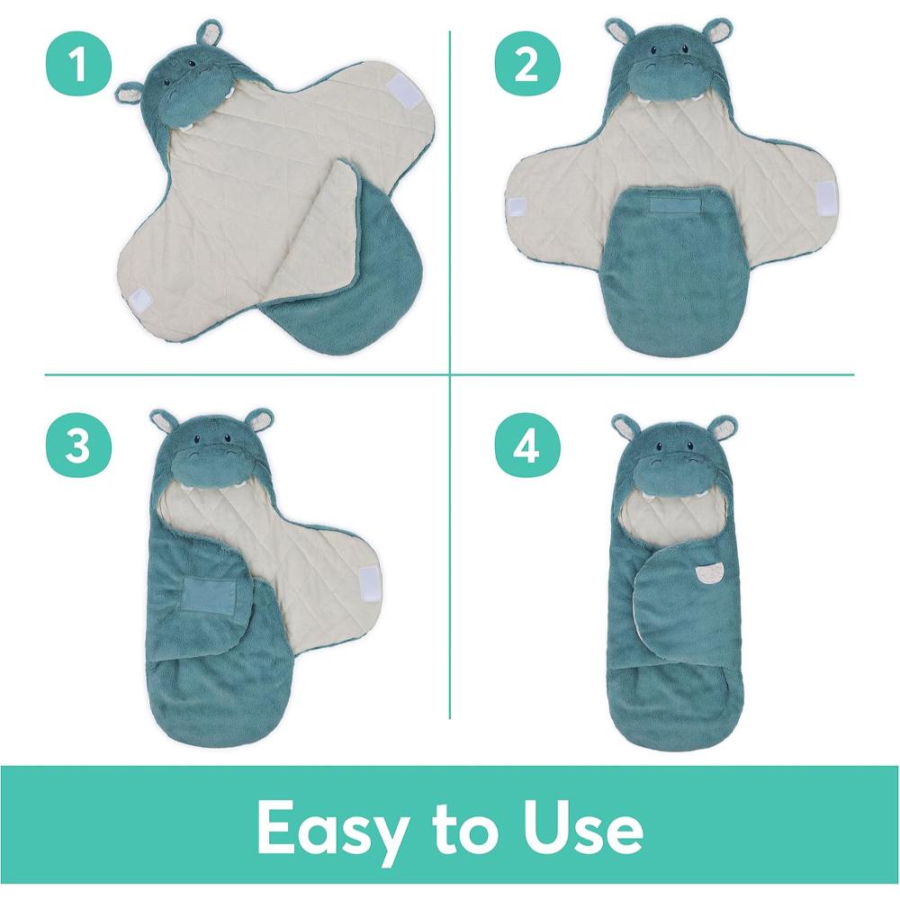 GUND - Oh So Snuggly Blanket Wrap Hippo - Blue/Cream - Newborn