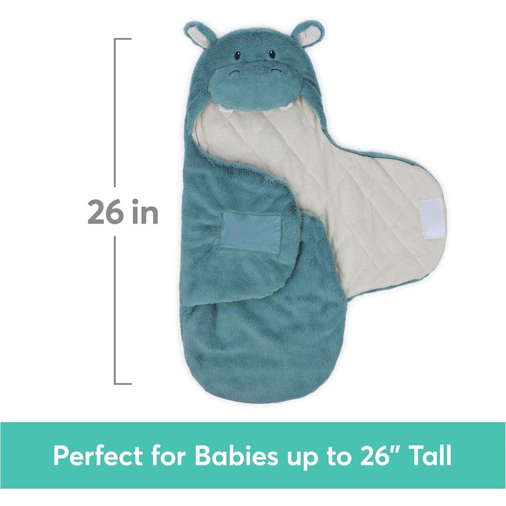 GUND - Oh So Snuggly Blanket Wrap Hippo - Blue/Cream - Newborn