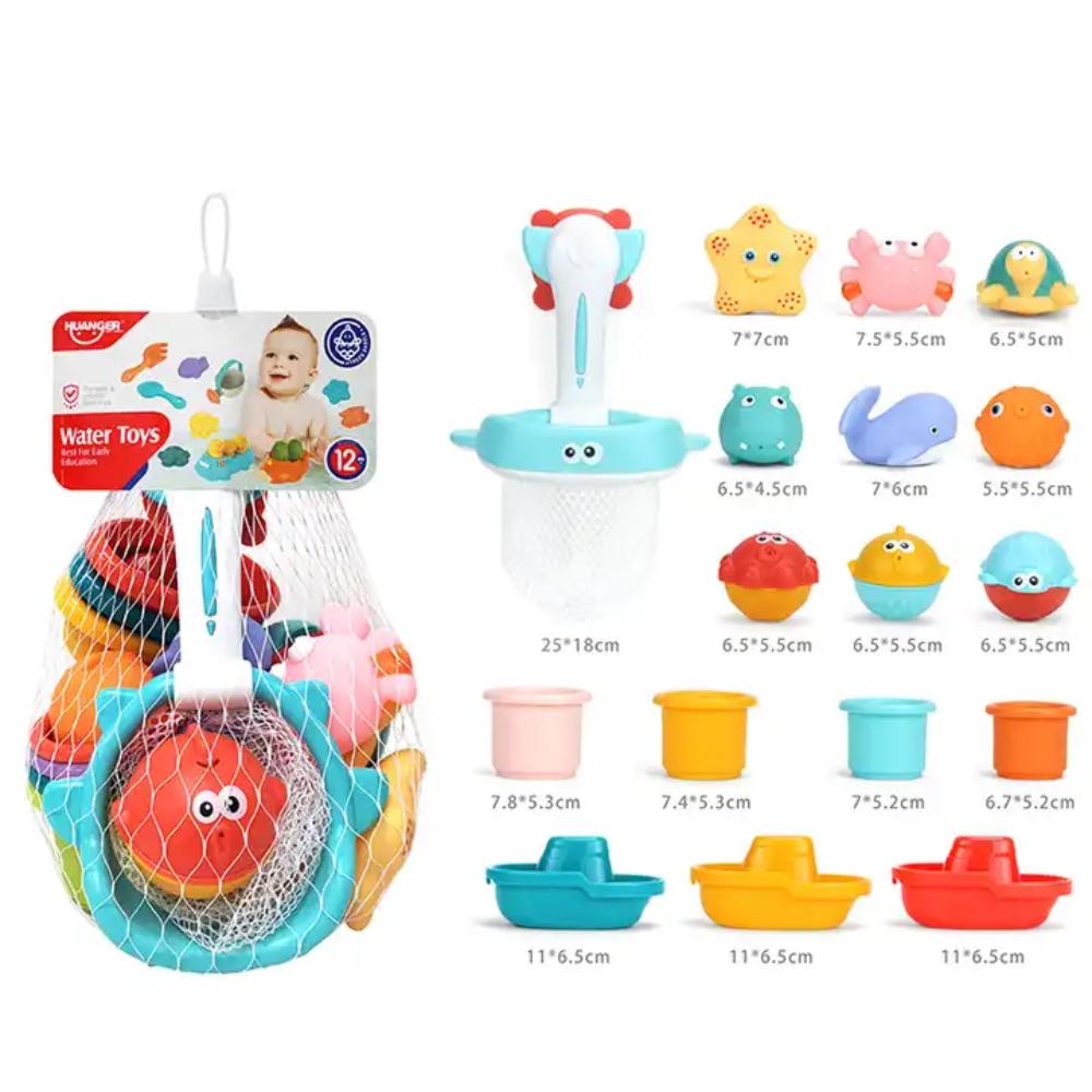 Huanger - Baby Bath Toy Set with Floating Animals - 15pcs