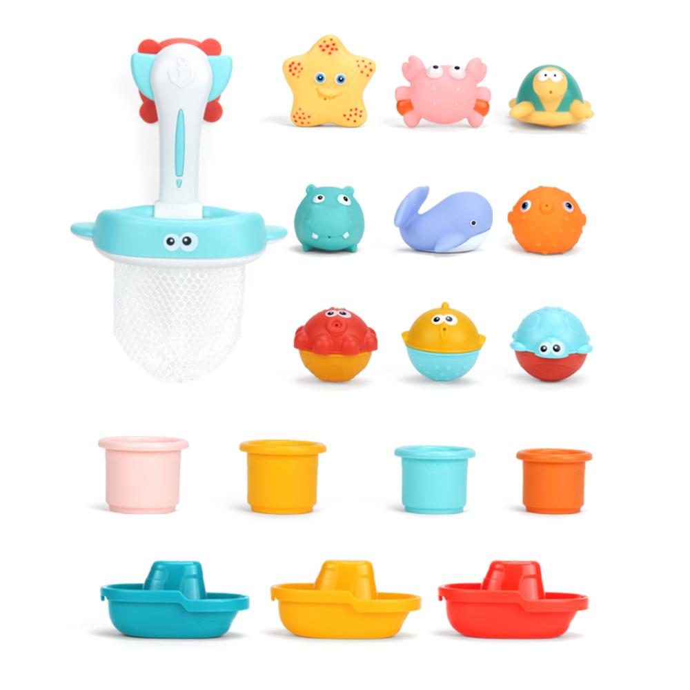 Huanger - Baby Bath Toy Set with Floating Animals - 15pcs