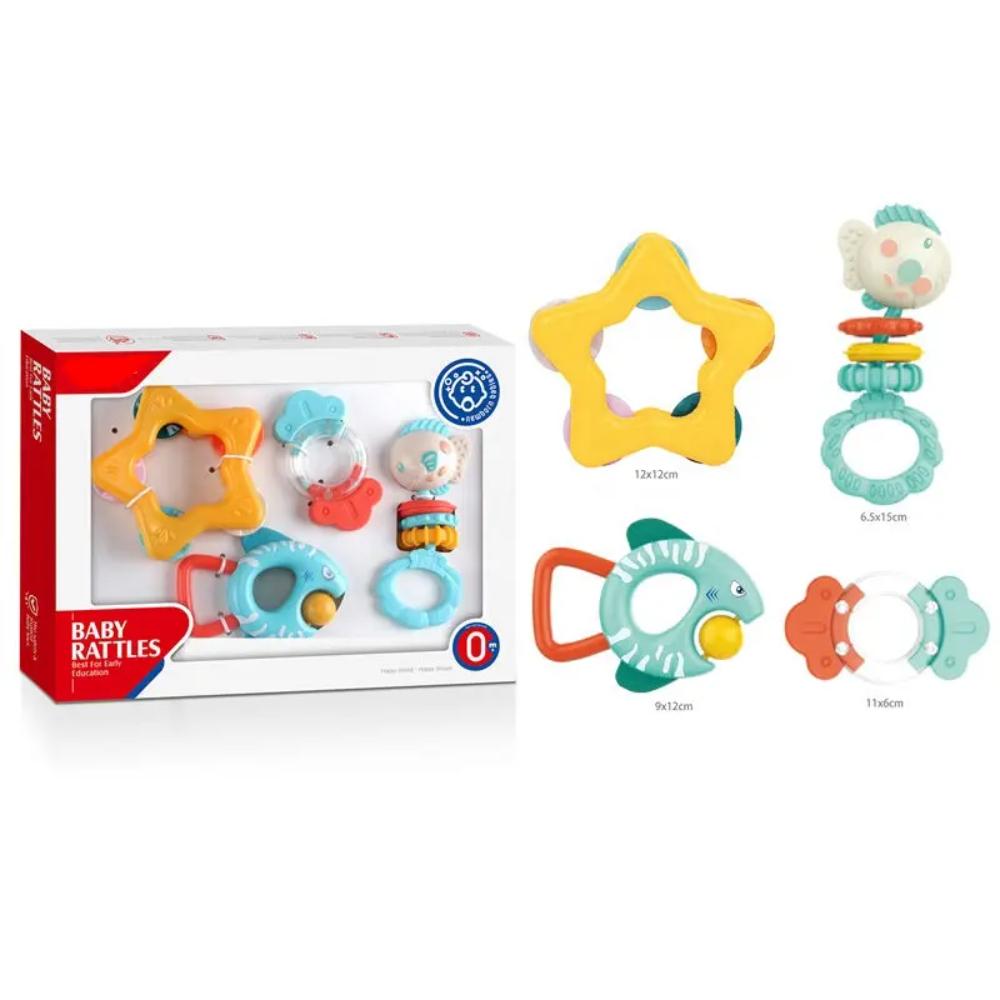 Huanger - Baby Sensory Rattle Set with Teethers - 4pcs
