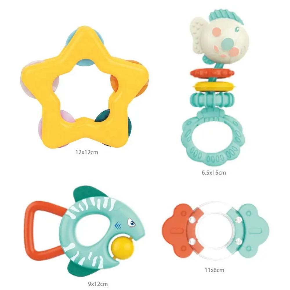 Huanger - Baby Sensory Rattle Set with Teethers - 4pcs