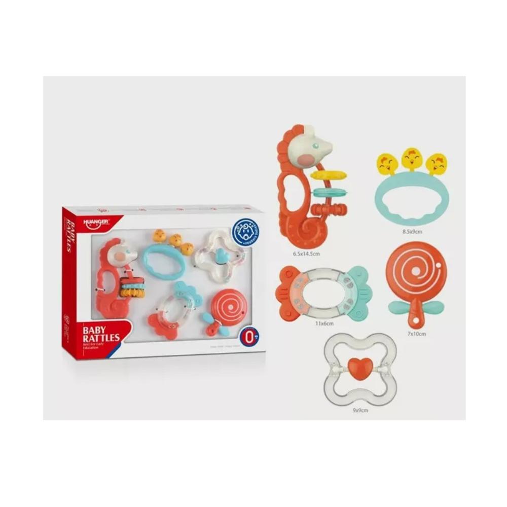 Huanger - Baby Sensory Rattle Set with Teethers - 5pcs