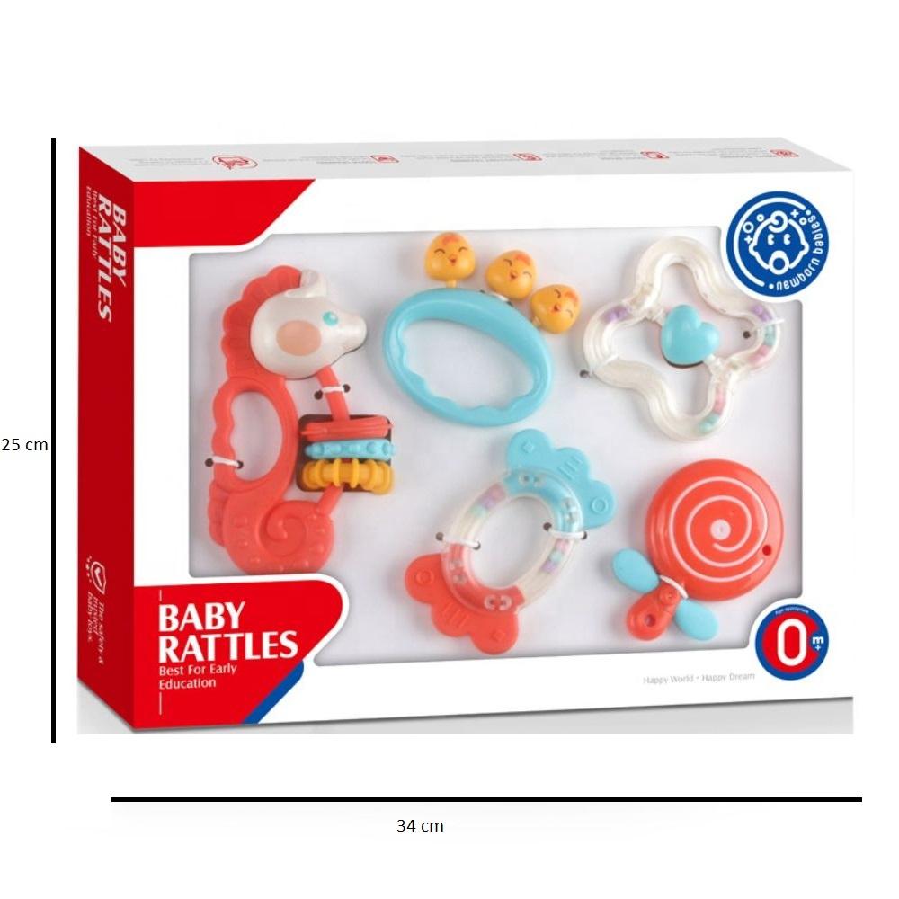 Huanger - Baby Sensory Rattle Set with Teethers - 5pcs