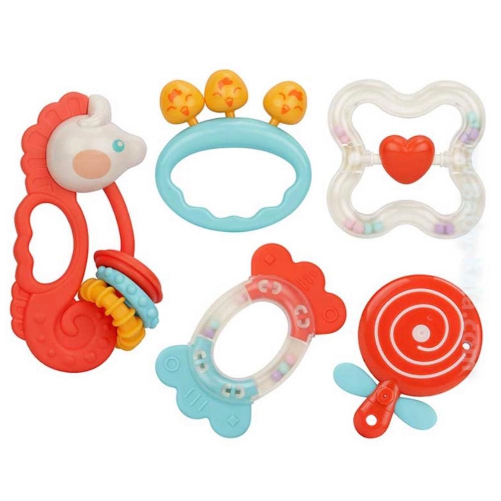 Huanger - Baby Sensory Rattle Set with Teethers - 5pcs