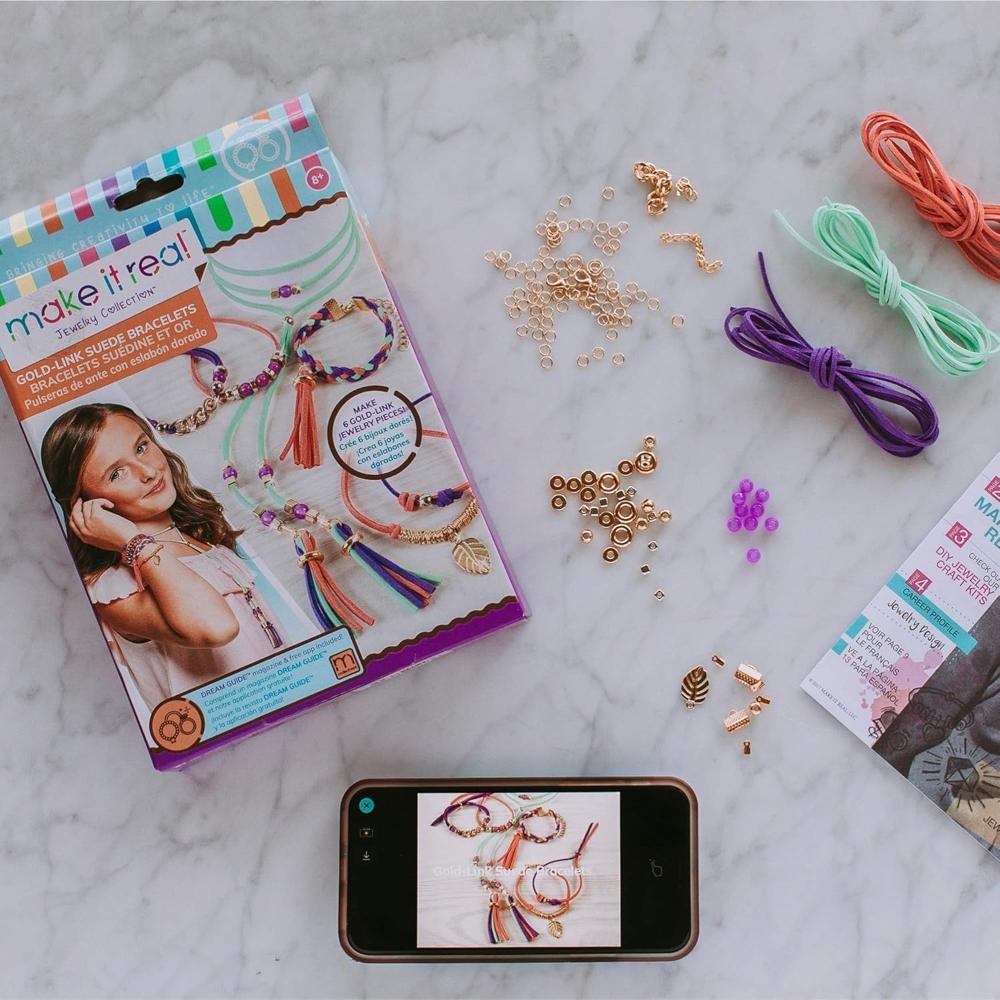 Make It Real - Gold Link Suede Bracelets - Ages 8+ Years