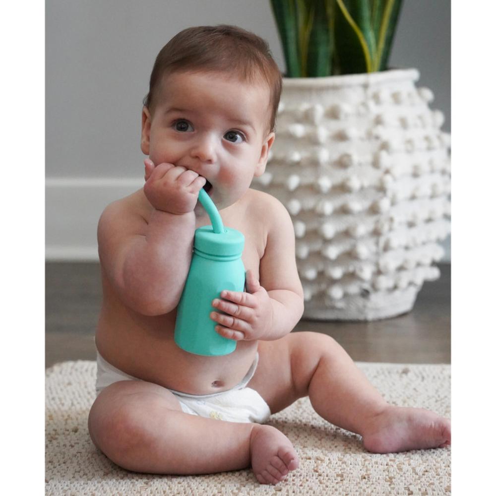 Melli - Silicone Water Bottle With Straw - Turquoise (300ml)
