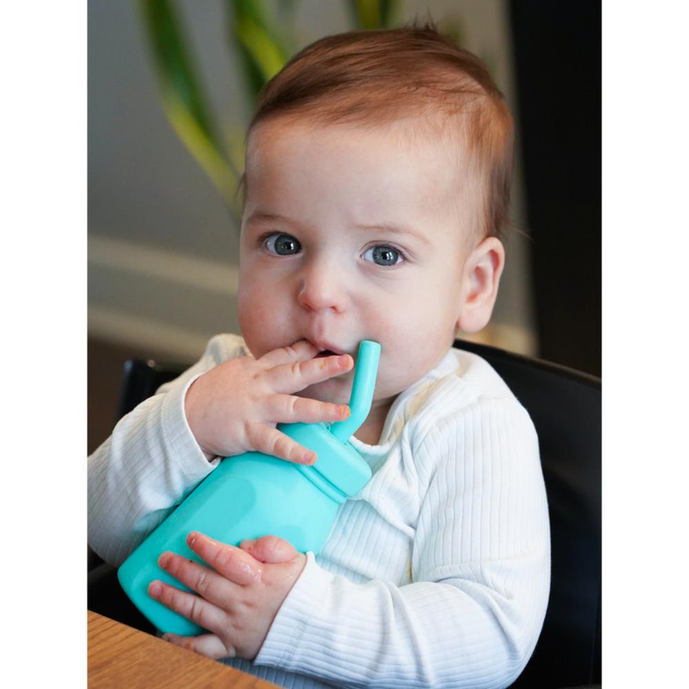 Melli - Silicone Water Bottle With Straw - Turquoise (300ml)