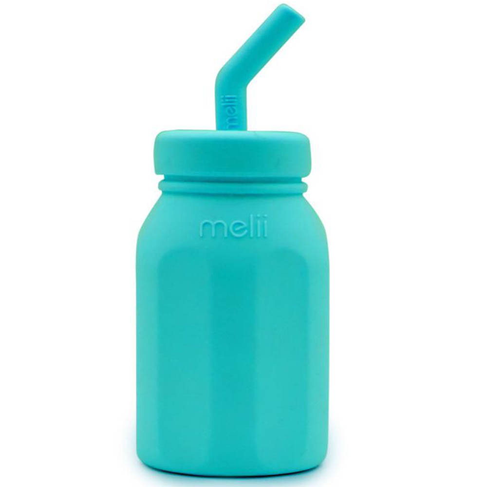 Melli - Silicone Water Bottle With Straw - Turquoise (300ml)