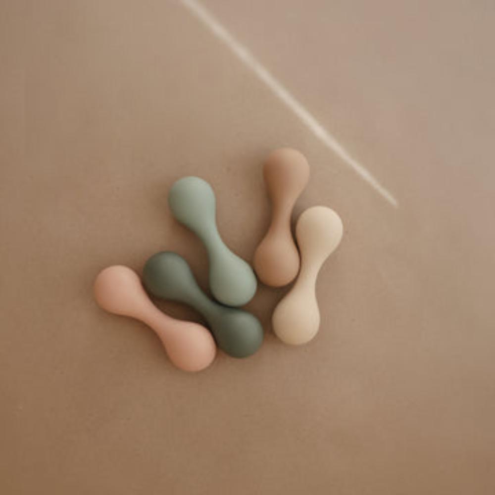 Mushie - Silicone Baby Rattle Toy - Natural