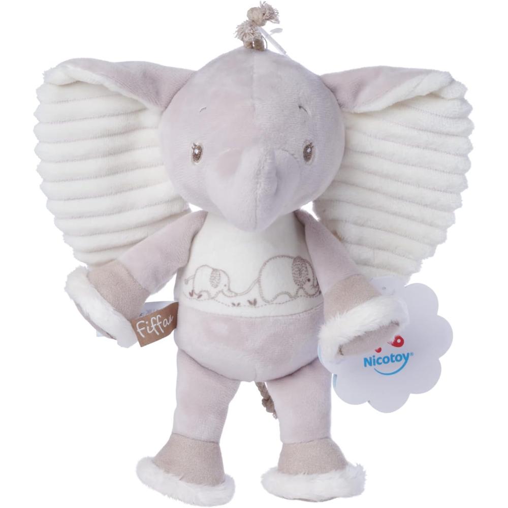 Nicotoy - Fiffan Elephant Plush Cuddly Toy, 25 cm Height - White