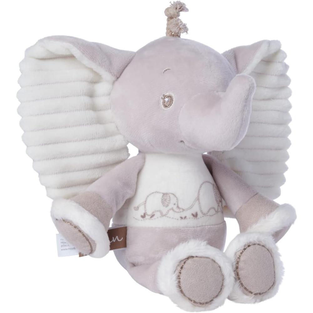 Nicotoy - Fiffan Elephant Plush Cuddly Toy, 25 cm Height - White