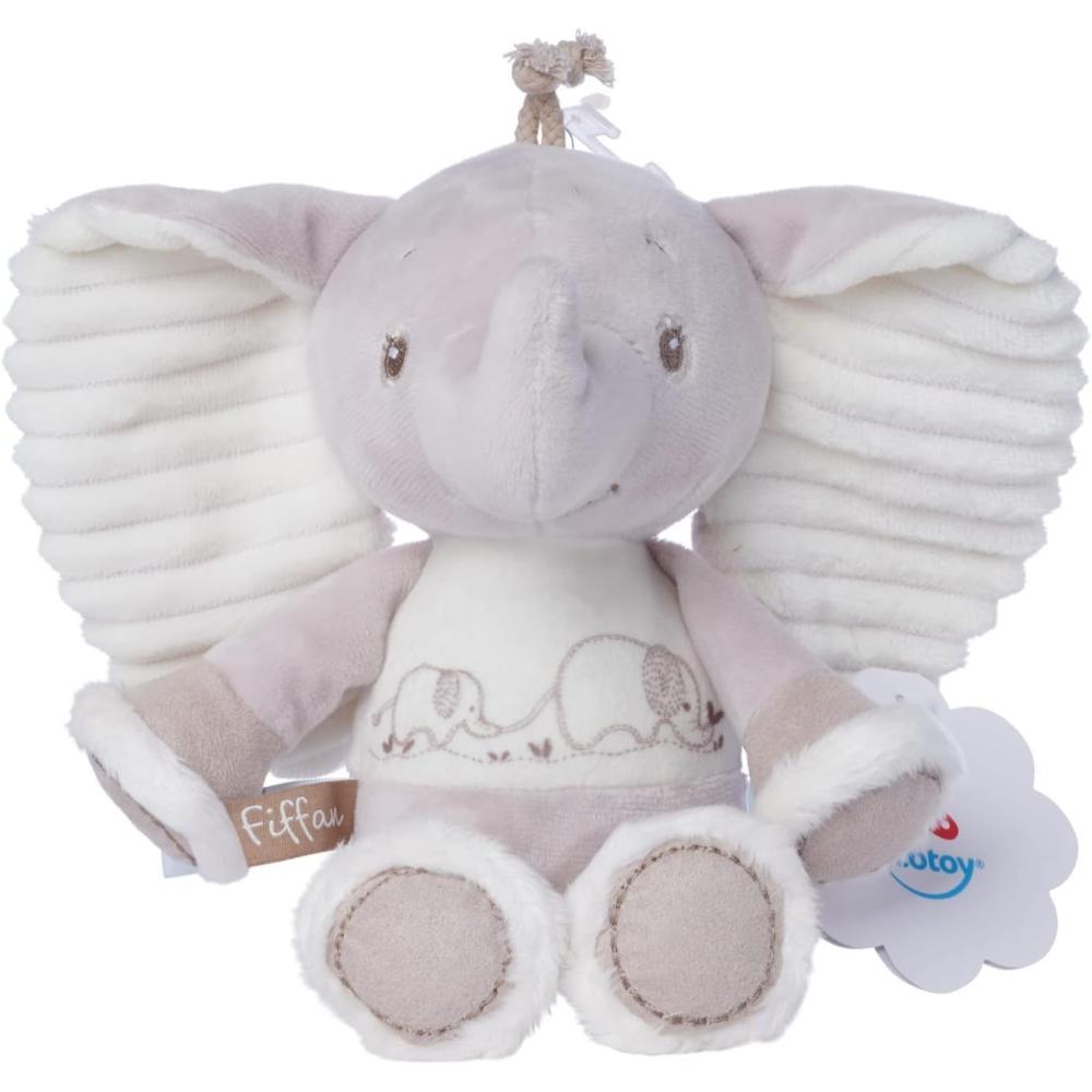 Nicotoy - Fiffan Elephant Plush Cuddly Toy, 25 cm Height - White