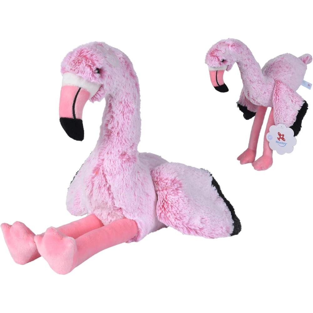 Nicotoy - Flamingo Cuddling With Beans Plush, 21 cm
