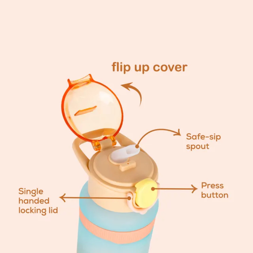 Nova Kids - Water Bottle 1000ml with Straw- Orange