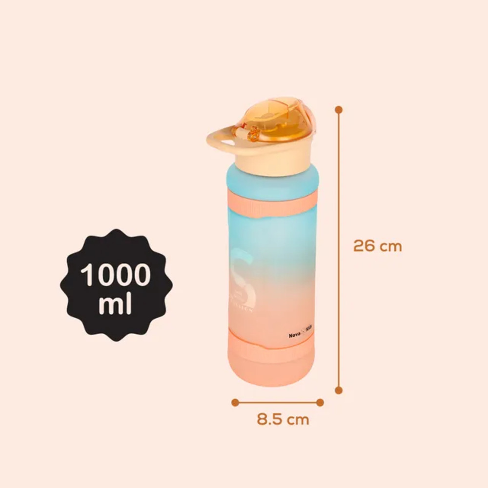 Nova Kids - Water Bottle 1000ml with Straw- Orange