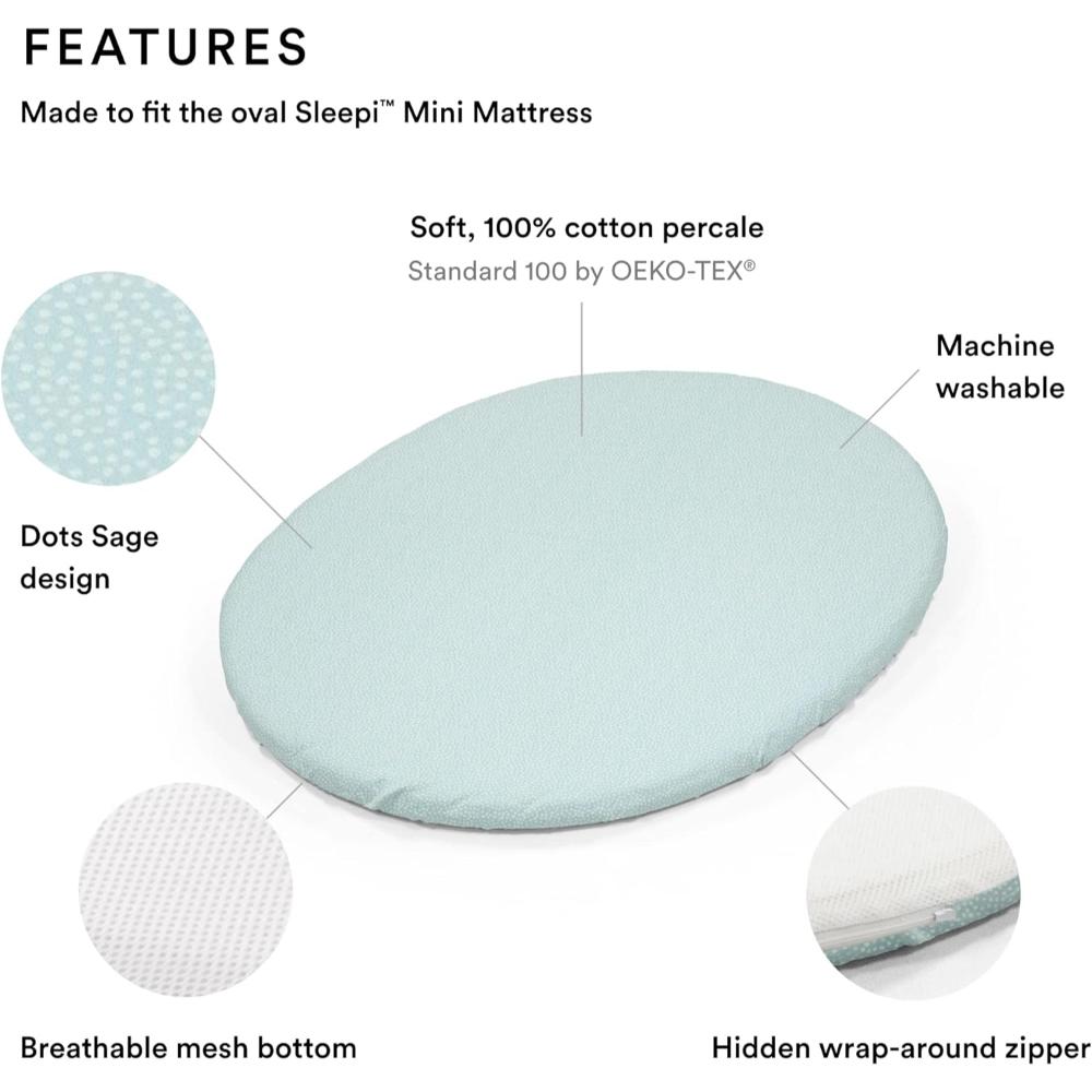Stokke - Sleepi Mini Fitted Sheet - Dots Sage