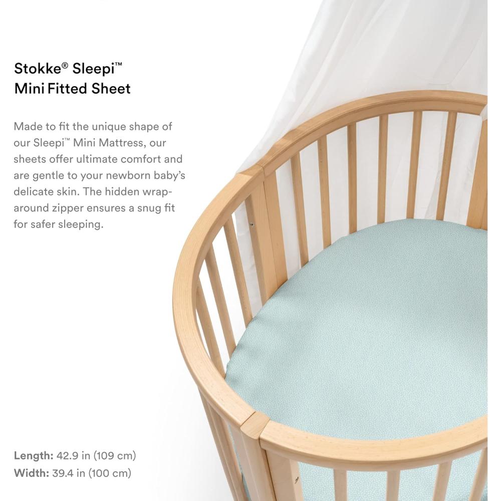 Stokke - Sleepi Mini Fitted Sheet - Dots Sage