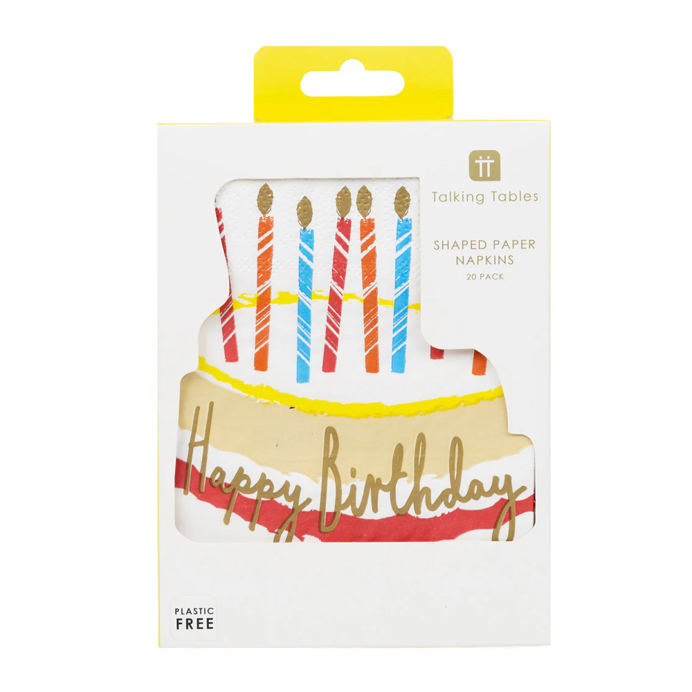 Talking Tables - Birthday Brights - Shaped NaPcsin - 21Pcs - Fsc