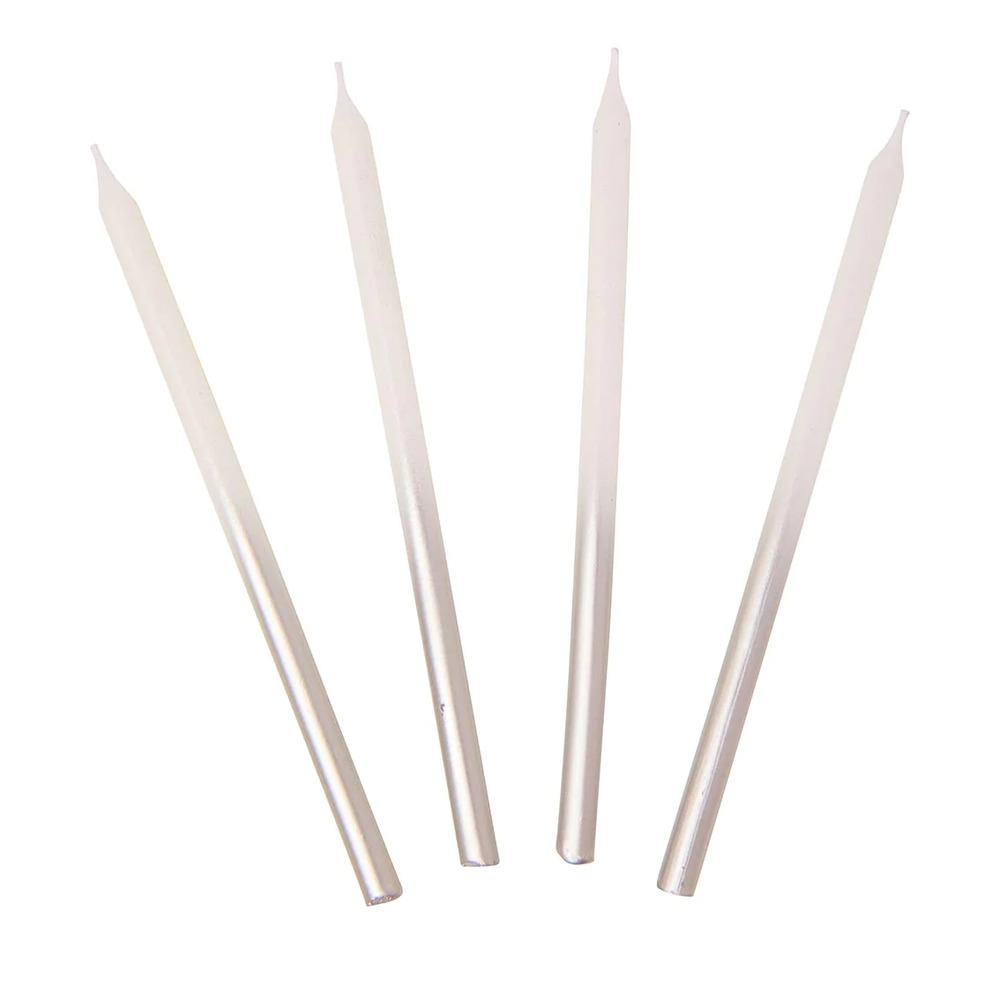 Talking Tables - Luxe Silver Ombre Candle - 10Cm - 16Pcs