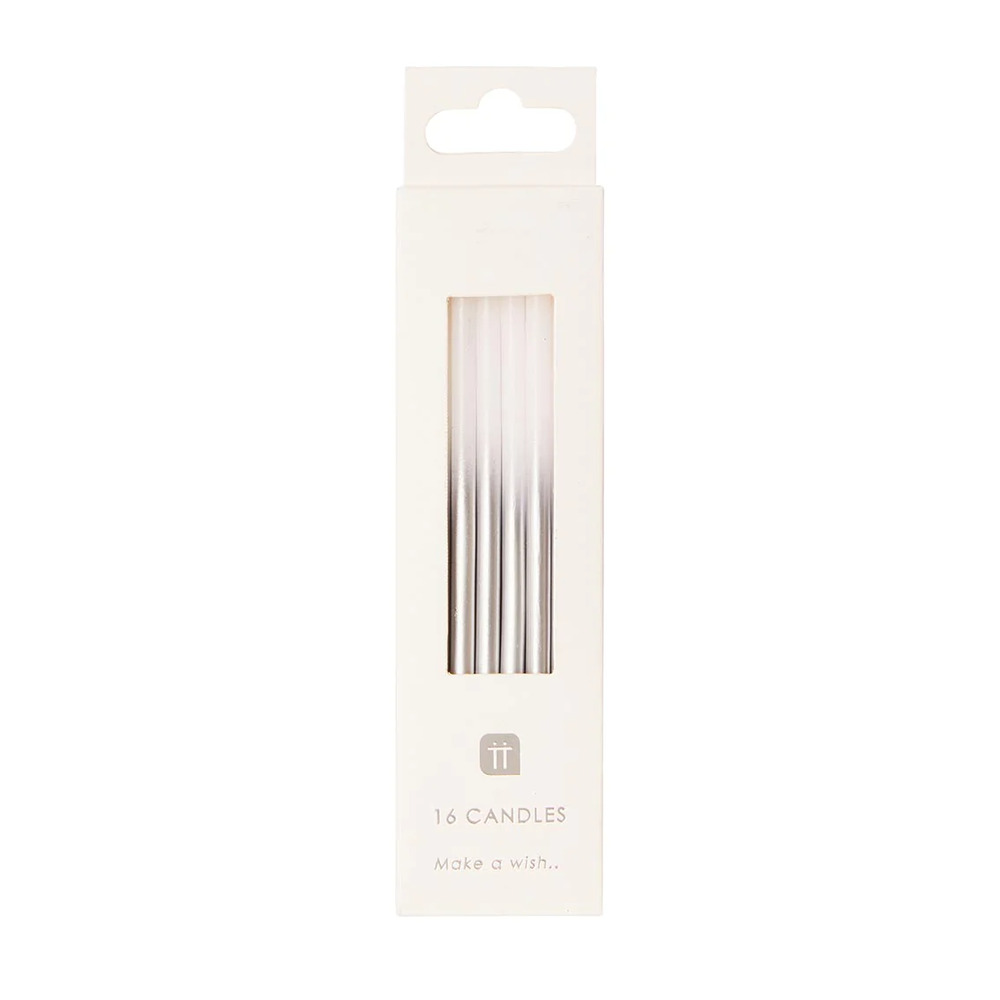 Talking Tables - Luxe Silver Ombre Candle - 10Cm - 16Pcs