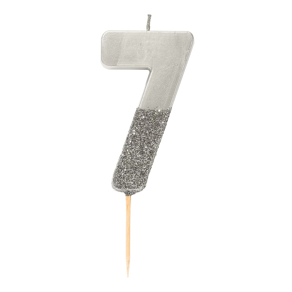 Talking Tables - We Heart Birthdays Glitter Number Candle 7 - Silver