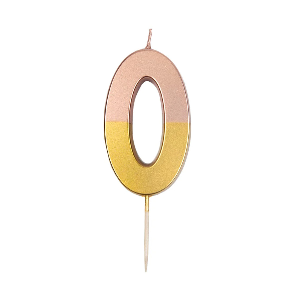 Talking Tables - We Heart Birthdays Number Candle 0 - Rose Gold Dipped
