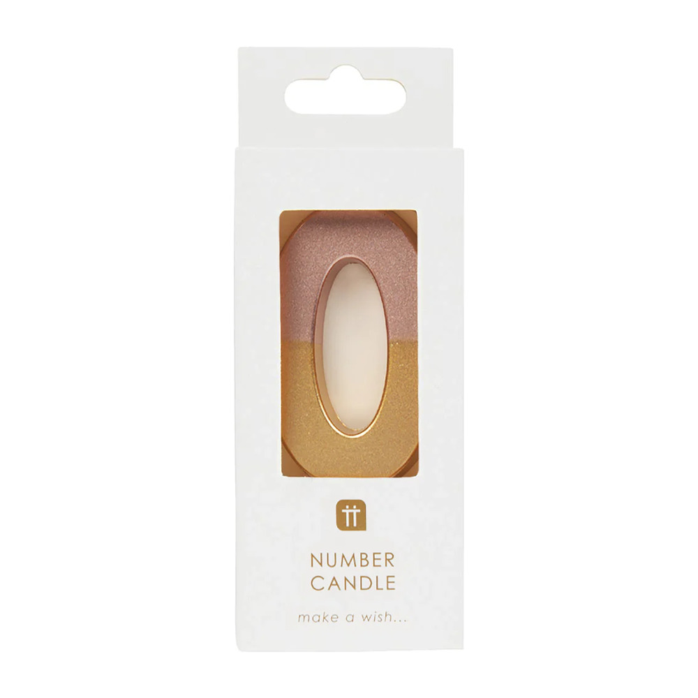 Talking Tables - We Heart Birthdays Number Candle 0 - Rose Gold Dipped
