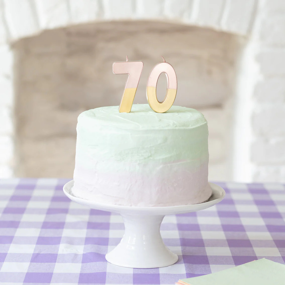 Talking Tables - We Heart Birthdays Number Candle 0 - Rose Gold Dipped