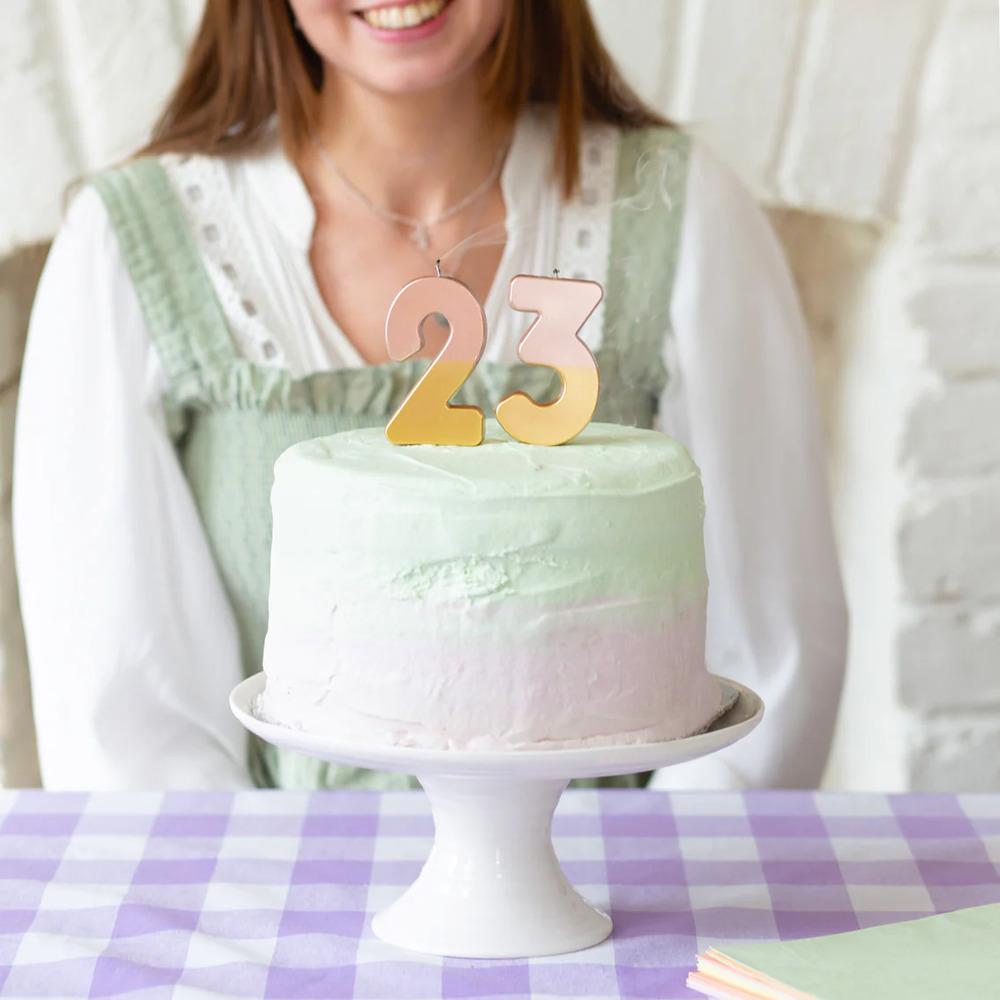 Talking Tables - We Heart Birthdays Number Candle 3 - Rose Gold Dipped