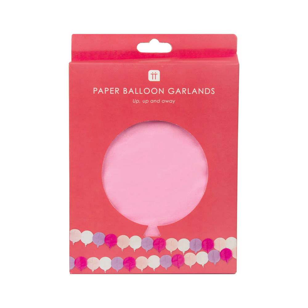 Talking Tables - We Heart Pink - Honeycomb Balloon Paper Garland - 3M - 3Pcs