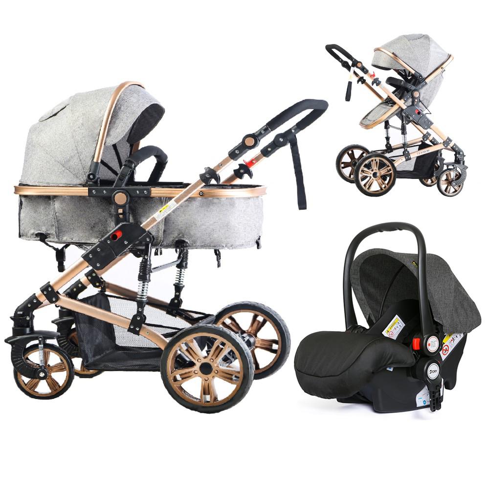 Teknum - 3-in-1 Pram Stroller and Car Seat - Grey